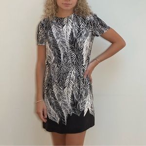 Feather Print Club Monaco Silk Dress